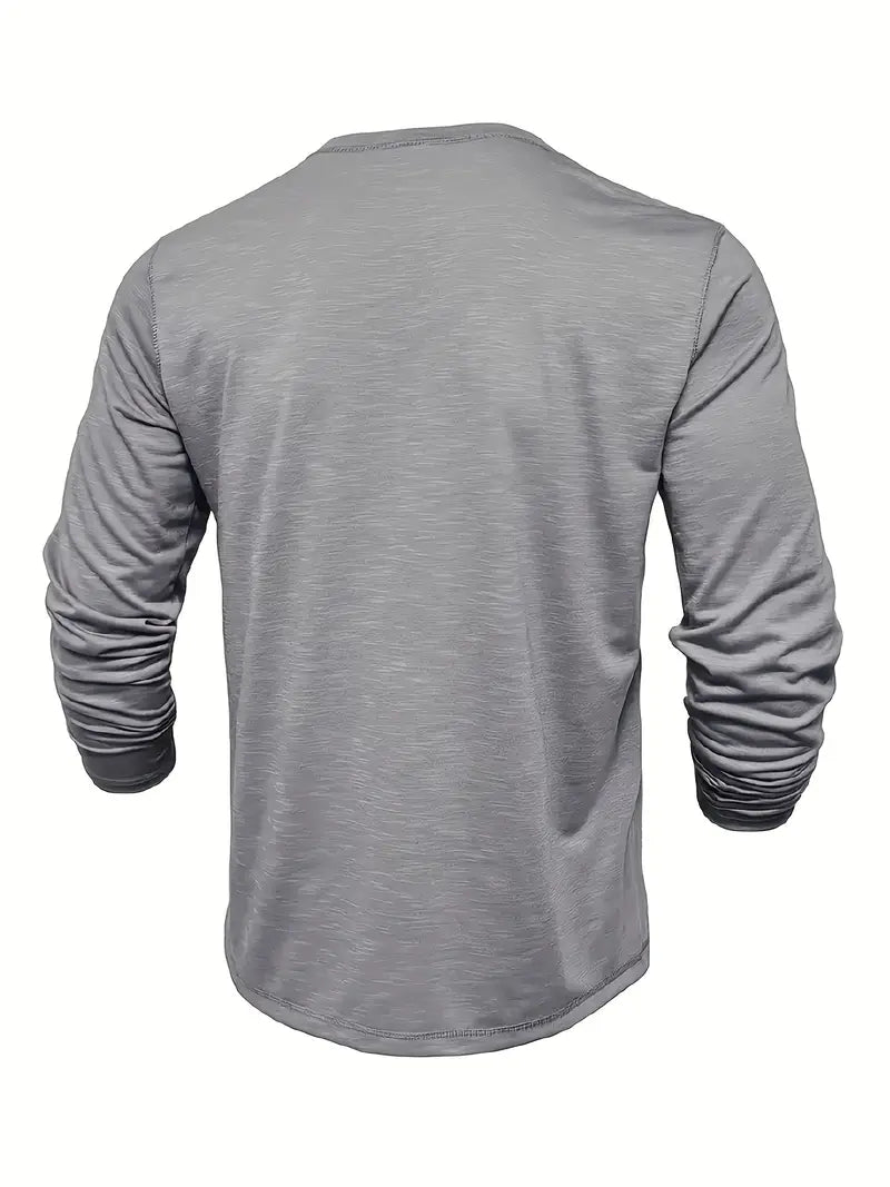 Urs Grün Langarm Henley Shirt für Herren | Klassischer Slim-Fit Stil - S/M/L/XL/2XL/3XL