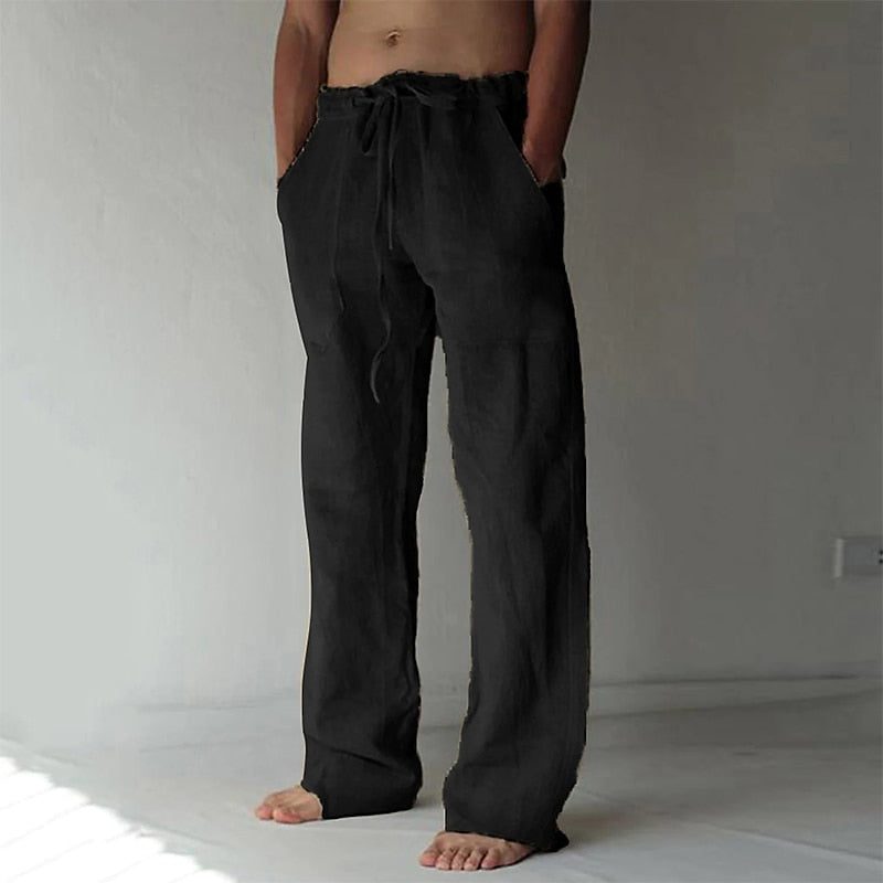 Hansruedi Weiss Leinenmischung Weite Hose für Herren | Luftig Locker Fit | Sommer Freizeit - S/M/L/XL/2XL/3XL/4XL/5XL