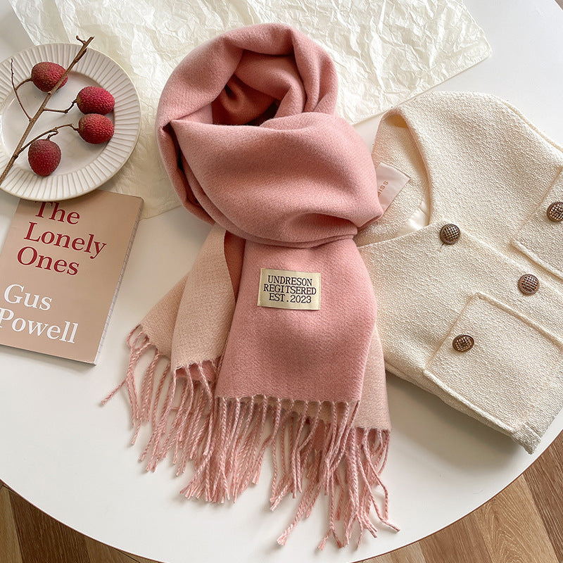 Monika Sand Weicher Fransen-Winterschal für Damen | Zweifarbig und Einfarbig Casual Stil