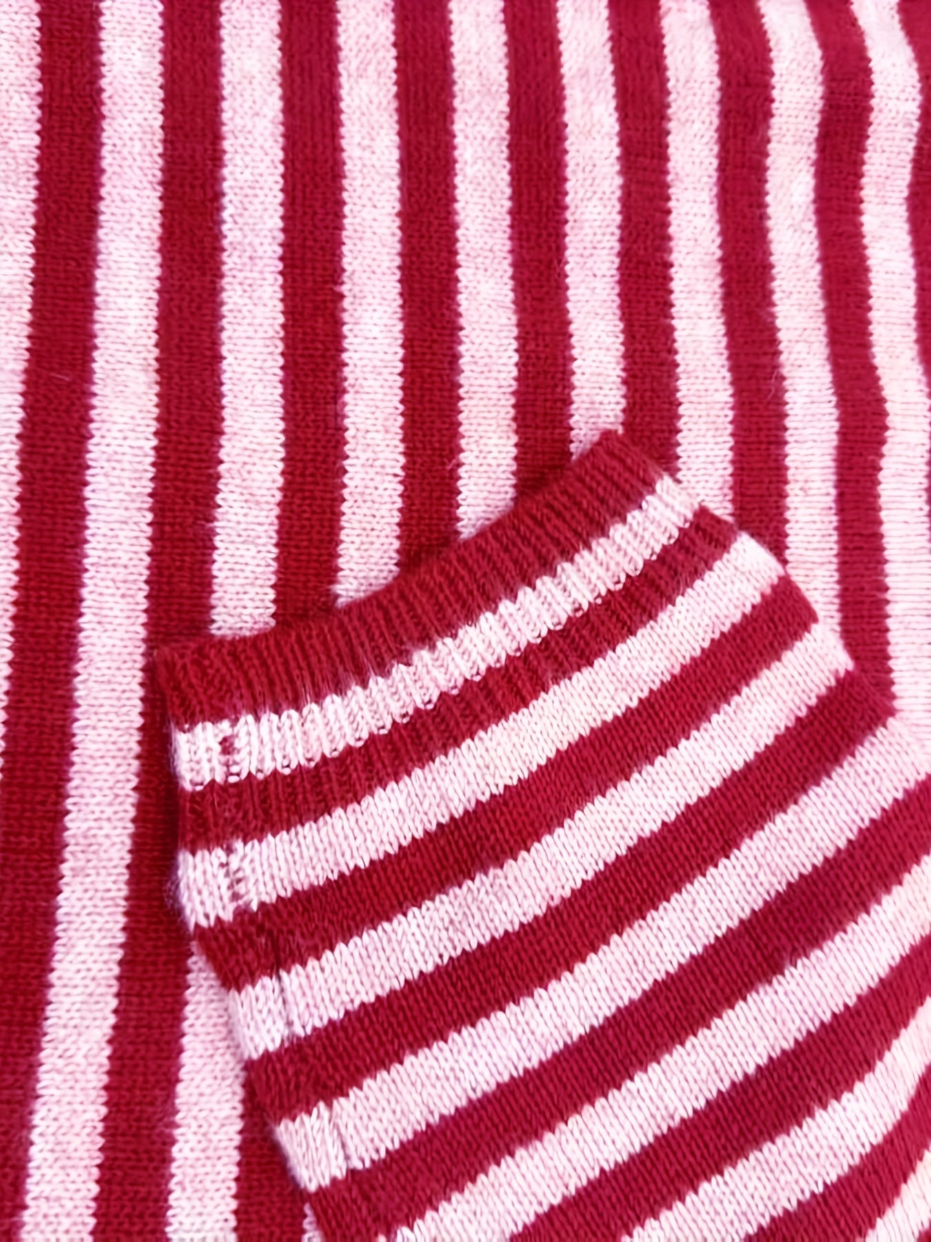 Pia Rot Gestreifter Oversized Rundhals-Strickpullover für Damen | Herbst Winter Casual Stil - S/M/L/XL/2XL