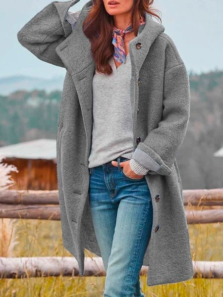 Regina Dunkelgrün Langer Fleece-Mantel mit Kapuze für Damen | Teddyfleece Casual Winter - S/M/L/XL/2XL/3XL