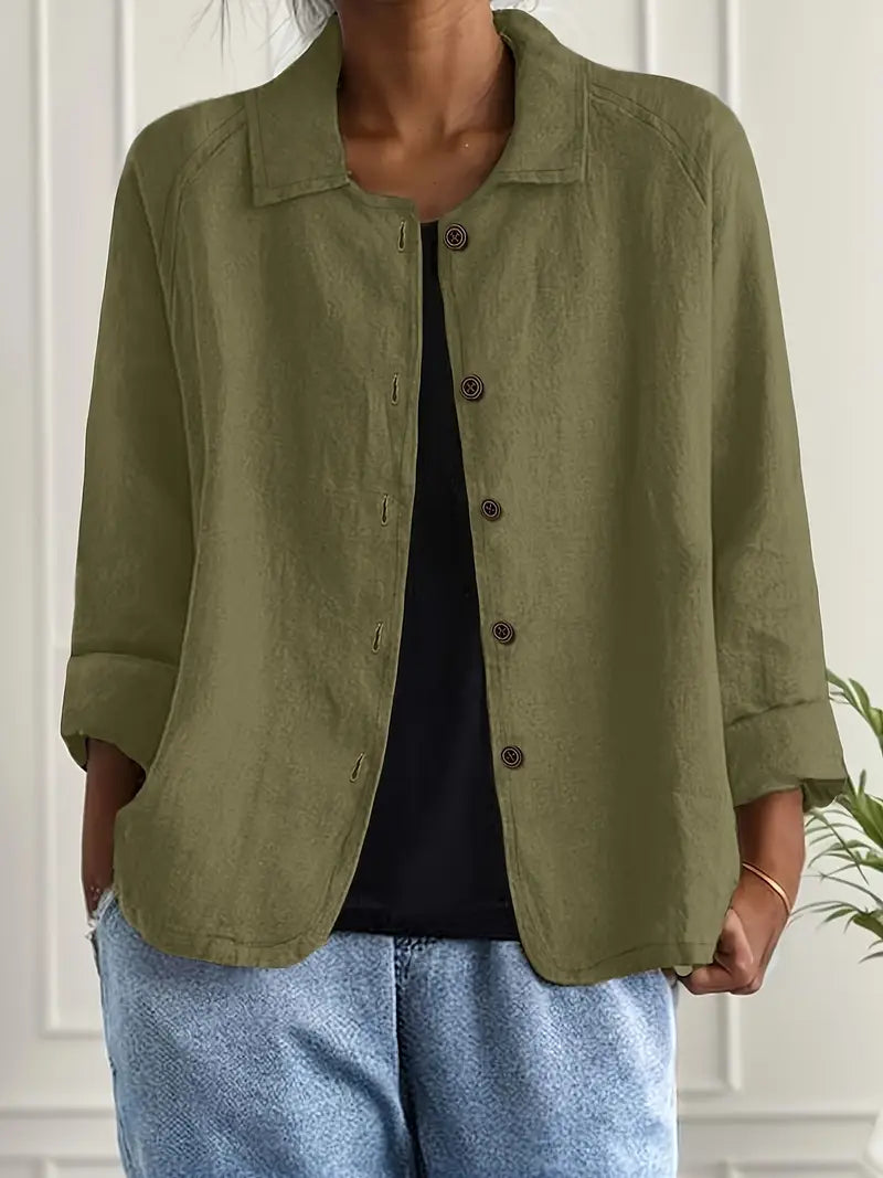 Rosemarie Hellblau Leinen-Baumwoll Hemd-Cardigan für Damen | Luftig Entspannte Passform | Alltag & Reise - S-3XL