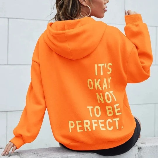 Vreni Schwarz Oversized Hoodie mit Kapuze und Rückenprint für Damen | Casual Statement Stil - XS/S/M/L/XL/2XL/3XL