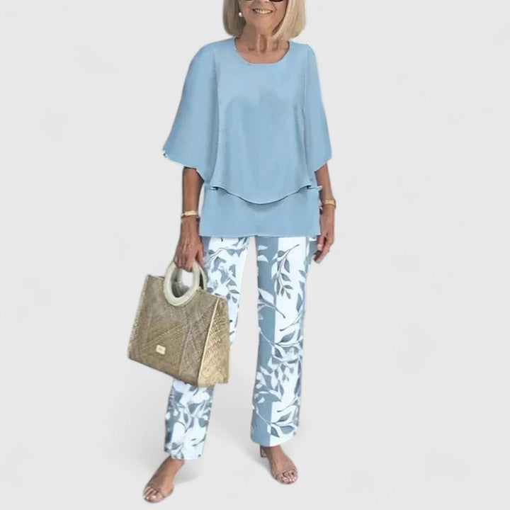 Anita Zweiteiler Layered-Bluse und Printerhose für Damen | Leichter fliessender Komfort - XS-3XL
