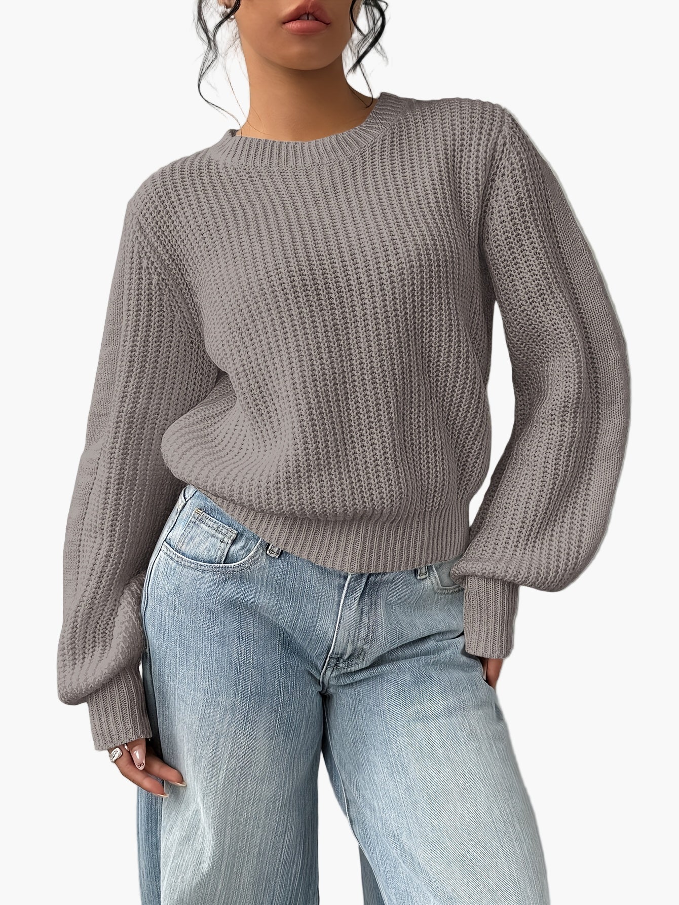 Susanne Pfirsich Grobstrick Oversized Pullover für Damen | Rundhals Casual Alltag - XS/S/M/L/XL