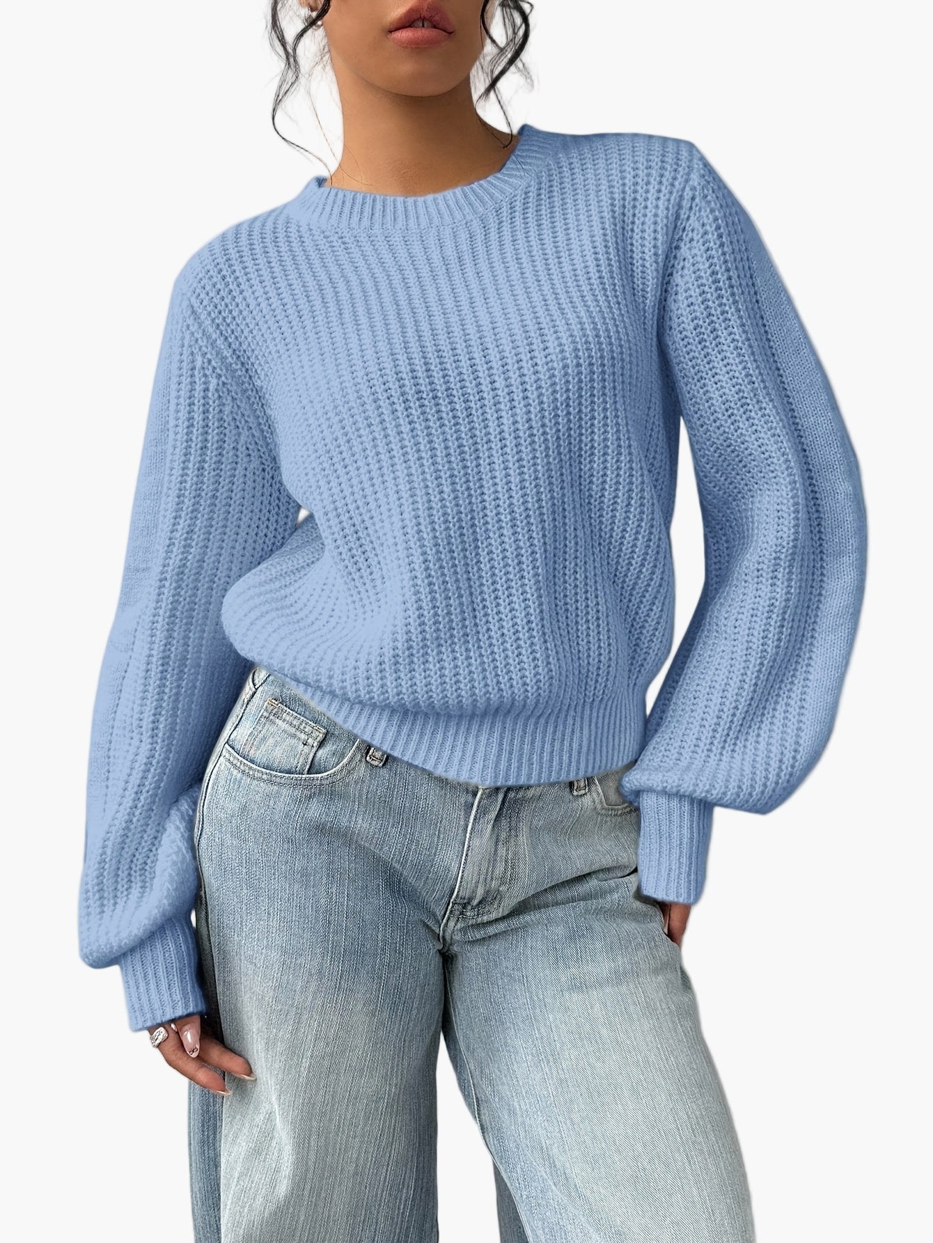 Susanne Pfirsich Grobstrick Oversized Pullover für Damen | Rundhals Casual Alltag - XS/S/M/L/XL