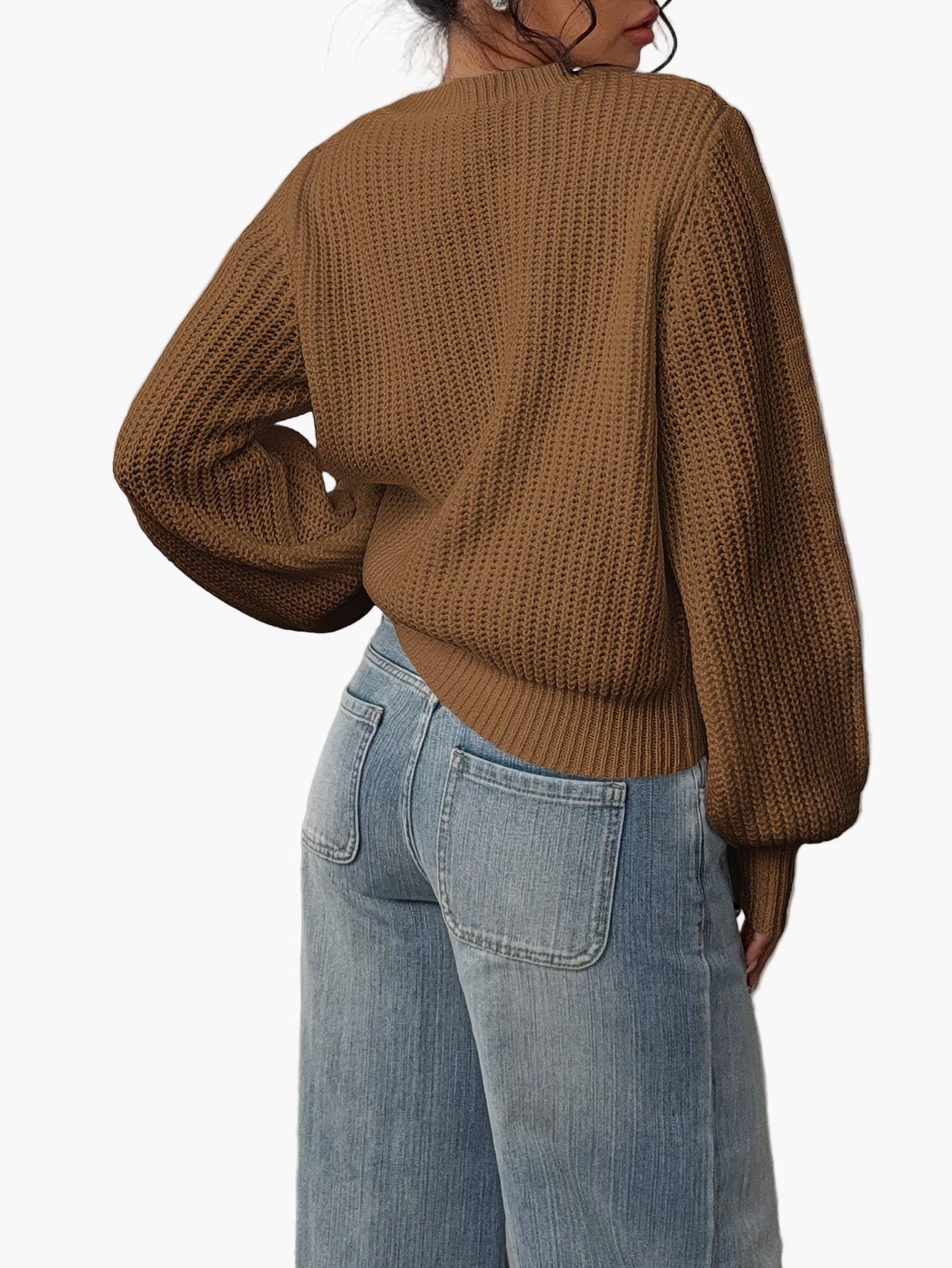 Susanne Pfirsich Grobstrick Oversized Pullover für Damen | Rundhals Casual Alltag - XS/S/M/L/XL