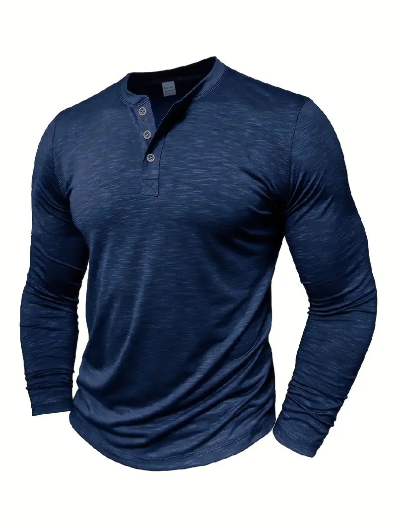 Urs Grün Langarm Henley Shirt für Herren | Klassischer Slim-Fit Stil - S/M/L/XL/2XL/3XL