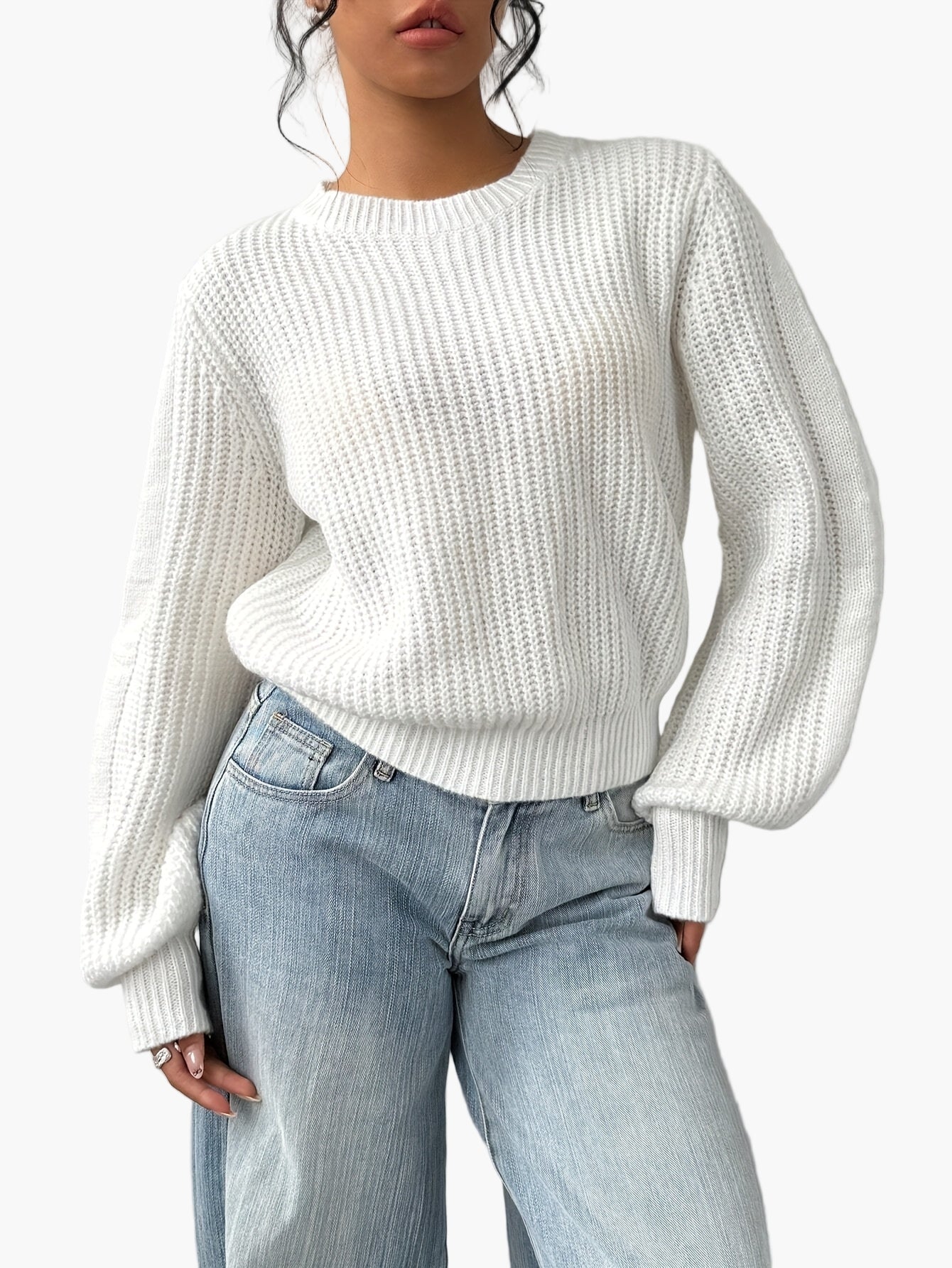 Susanne Pfirsich Grobstrick Oversized Pullover für Damen | Rundhals Casual Alltag - XS/S/M/L/XL