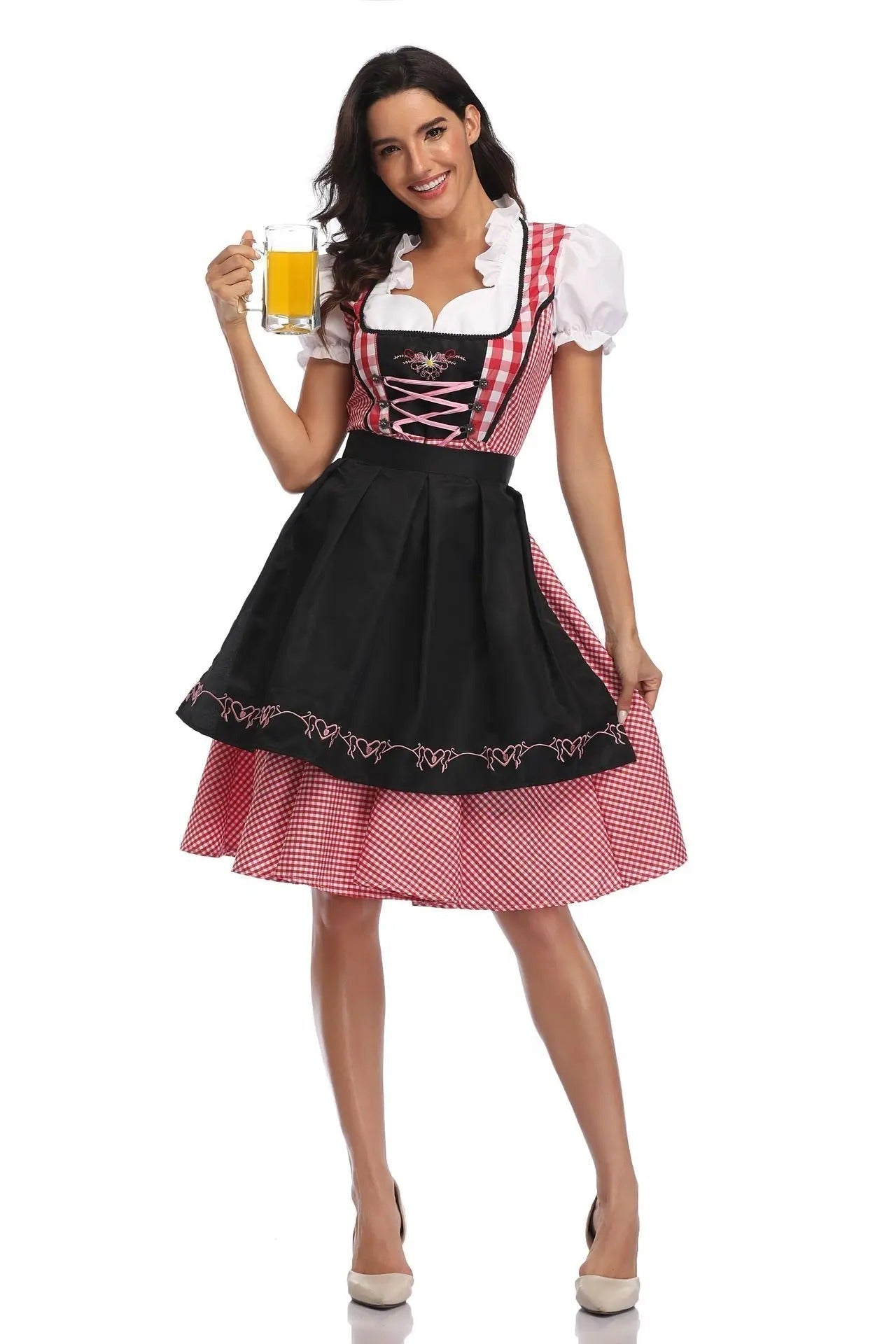 Klara Hellblau Trachten-Dirndl mit Schürze für Damen | Oktoberfest Festkleid mit Schnürung - S/M/L/XL/2XL/3XL