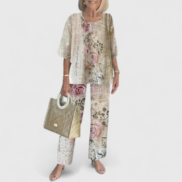 Anita Zweiteiler Layered-Bluse und Printerhose für Damen | Leichter fliessender Komfort - XS-3XL