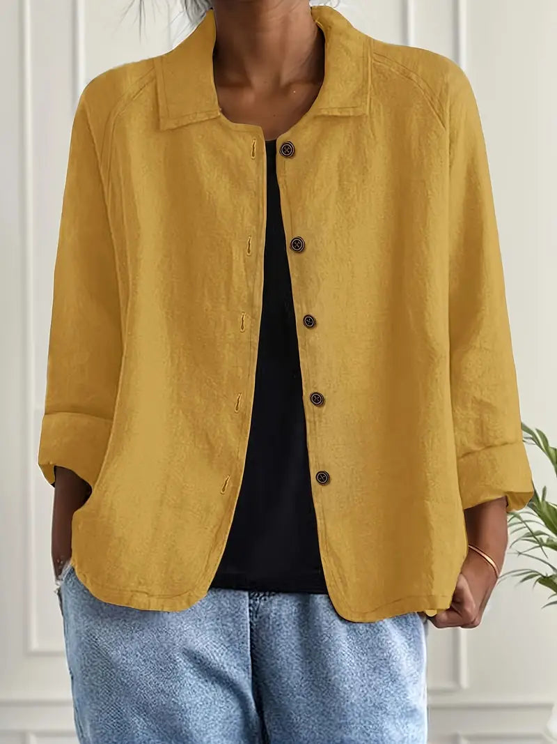 Rosemarie Hellblau Leinen-Baumwoll Hemd-Cardigan für Damen | Luftig Entspannte Passform | Alltag & Reise - S-3XL
