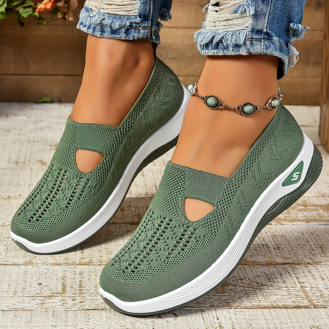Heidi Grün Atmungsaktive Slip-on Komfort-Sneaker für Damen | Gedämpfte Leichte Sohle | Alltag und Spaziergänge - 35-43