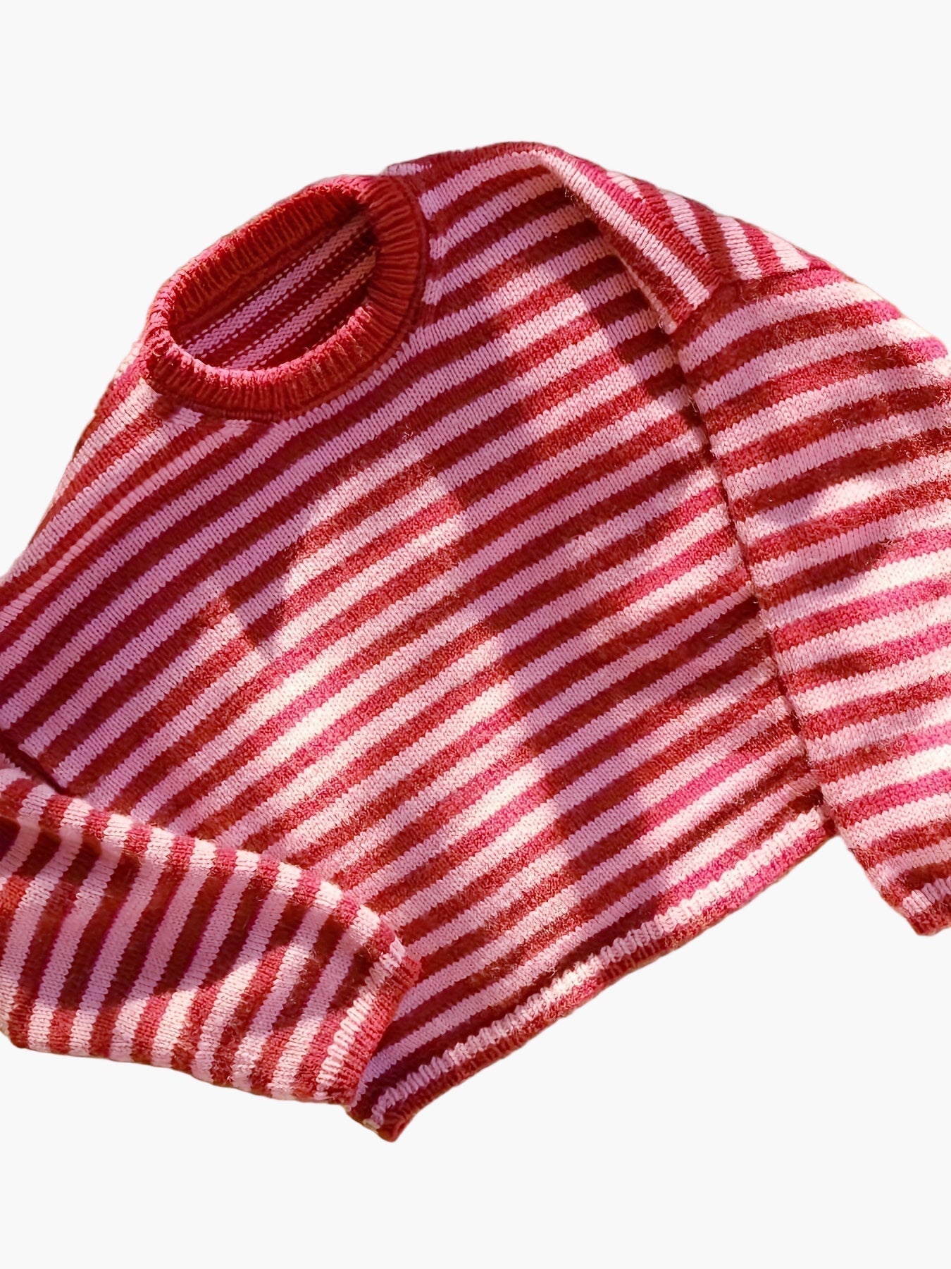 Pia Rot Gestreifter Oversized Rundhals-Strickpullover für Damen | Herbst Winter Casual Stil - S/M/L/XL/2XL