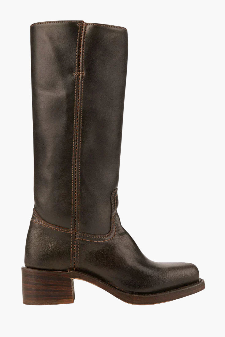 Vreni Braun Kniehohe Leder-Optik Stiefel für Damen | Retro Blockabsatz Casual Stil - EU 36-48