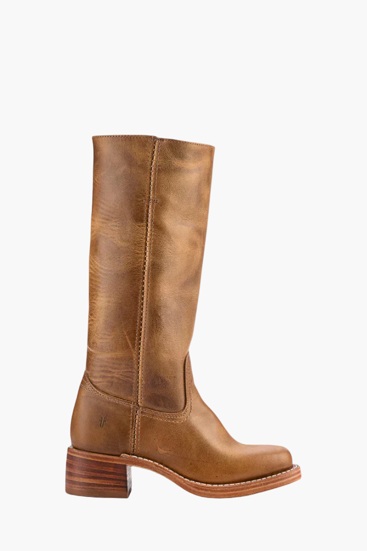 Vreni Braun Kniehohe Leder-Optik Stiefel für Damen | Retro Blockabsatz Casual Stil - EU 36-48