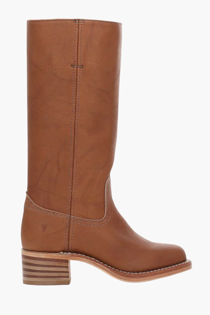 Vreni Braun Kniehohe Leder-Optik Stiefel für Damen | Retro Blockabsatz Casual Stil - EU 36-48
