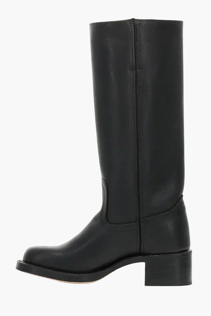 Vreni Braun Kniehohe Leder-Optik Stiefel für Damen | Retro Blockabsatz Casual Stil - EU 36-48