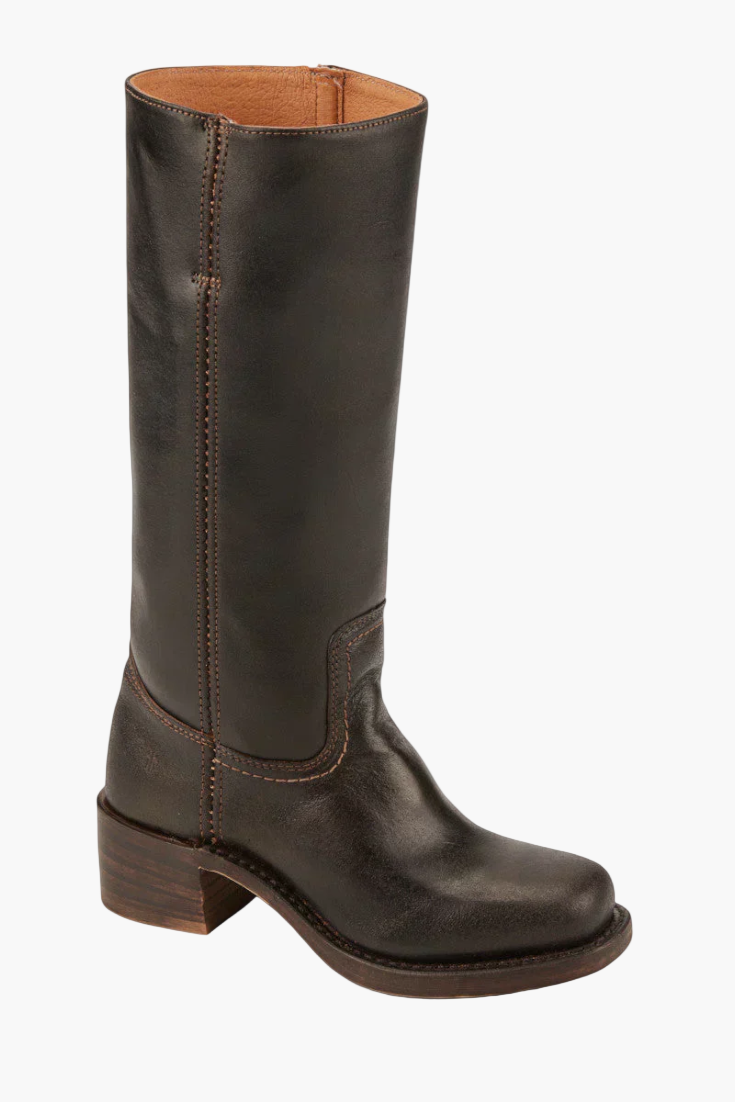 Vreni Braun Kniehohe Leder-Optik Stiefel für Damen | Retro Blockabsatz Casual Stil - EU 36-48