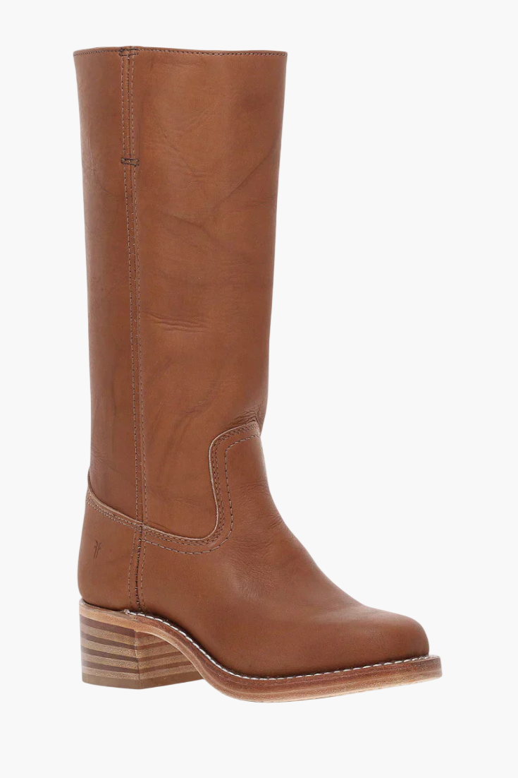 Vreni Braun Kniehohe Leder-Optik Stiefel für Damen | Retro Blockabsatz Casual Stil - EU 36-48