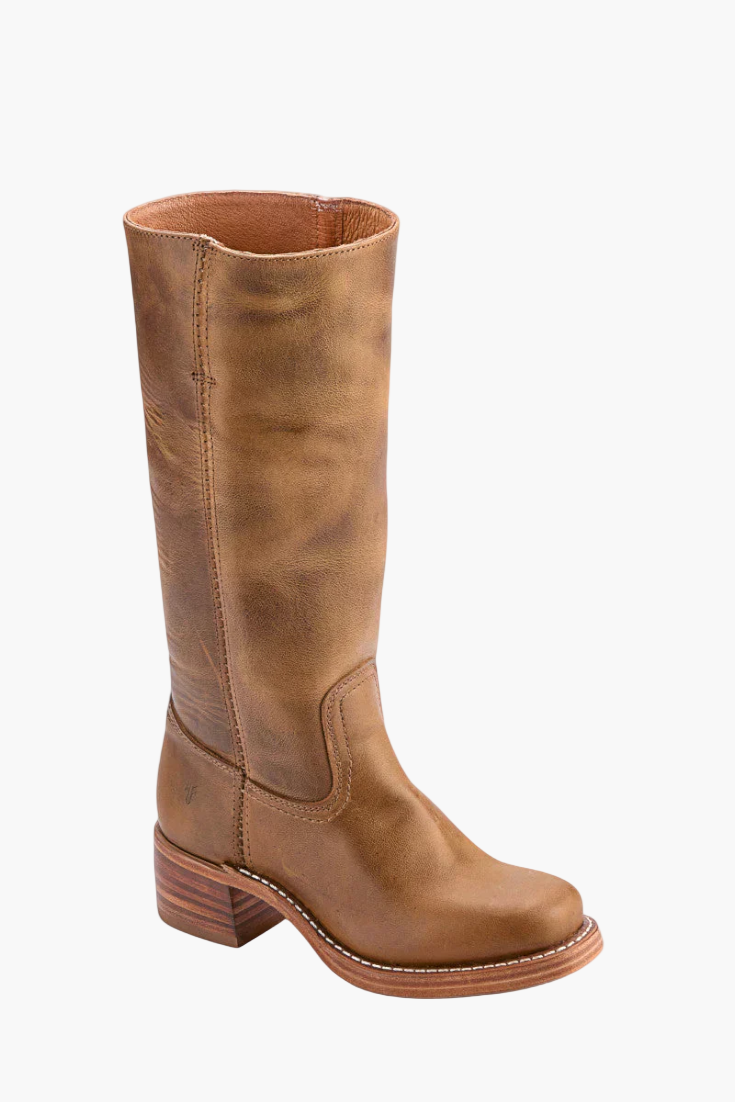 Vreni Braun Kniehohe Leder-Optik Stiefel für Damen | Retro Blockabsatz Casual Stil - EU 36-48