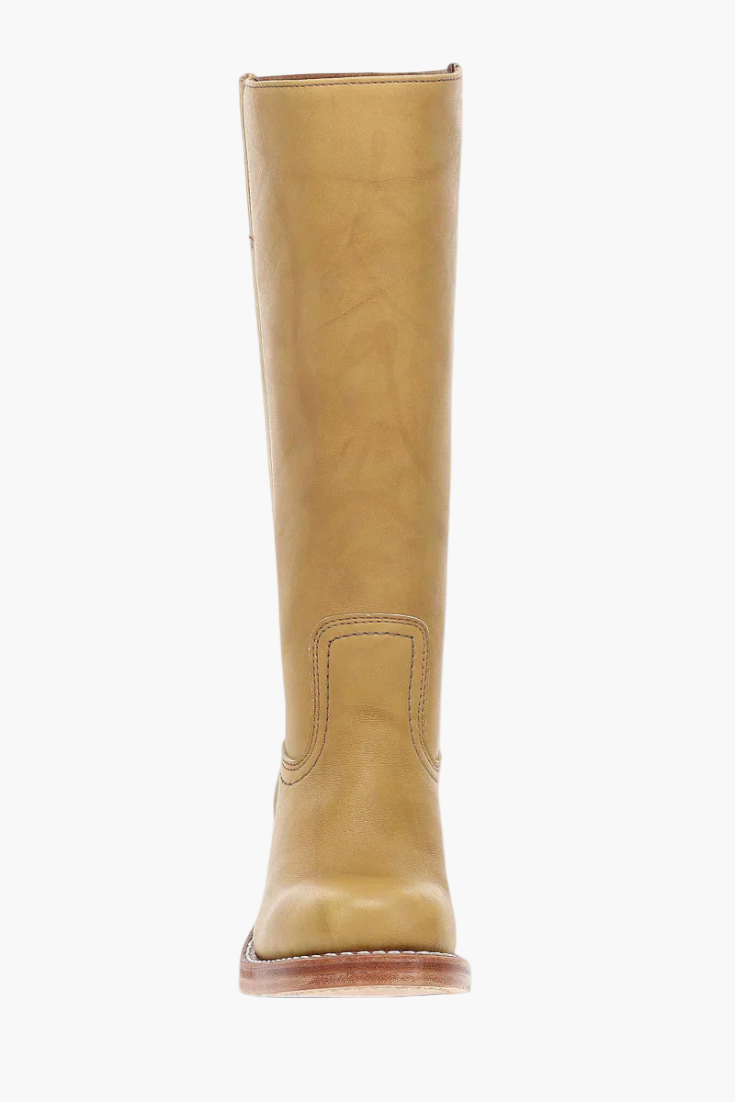 Vreni Braun Kniehohe Leder-Optik Stiefel für Damen | Retro Blockabsatz Casual Stil - EU 36-48