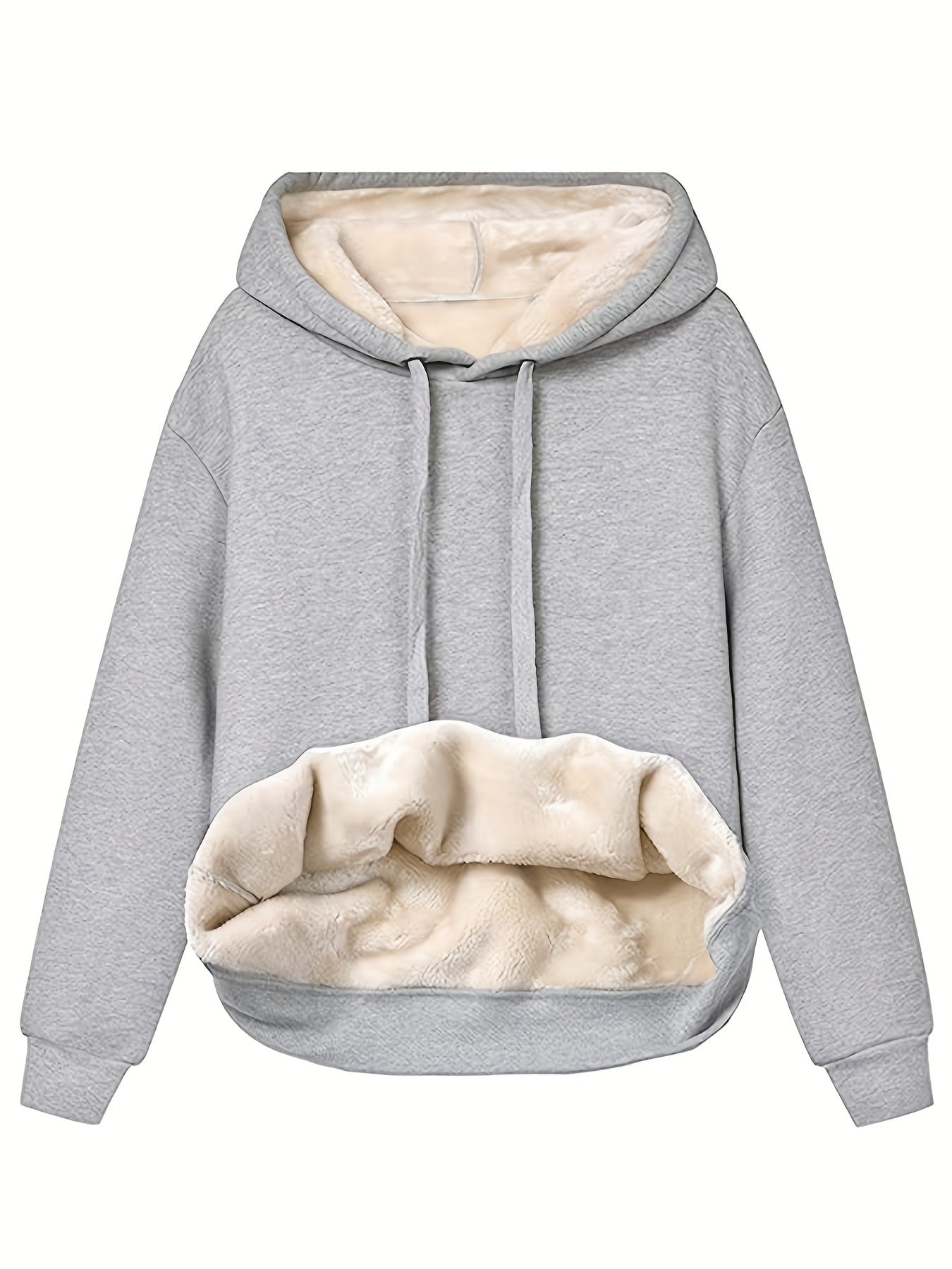Vreni Schwarz Fleece-Gefütterter Kapuzenpullover mit Sherpa-Innenfutter für Damen | Winter Casual - S/M/L/XL/2XL