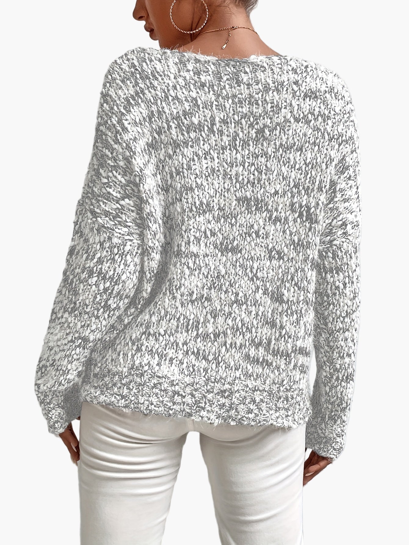 Karin Rot Schulterfreier Grobstrick-Pullover für Damen | Lockerer Casual Stil Winter - XS/S/M/L