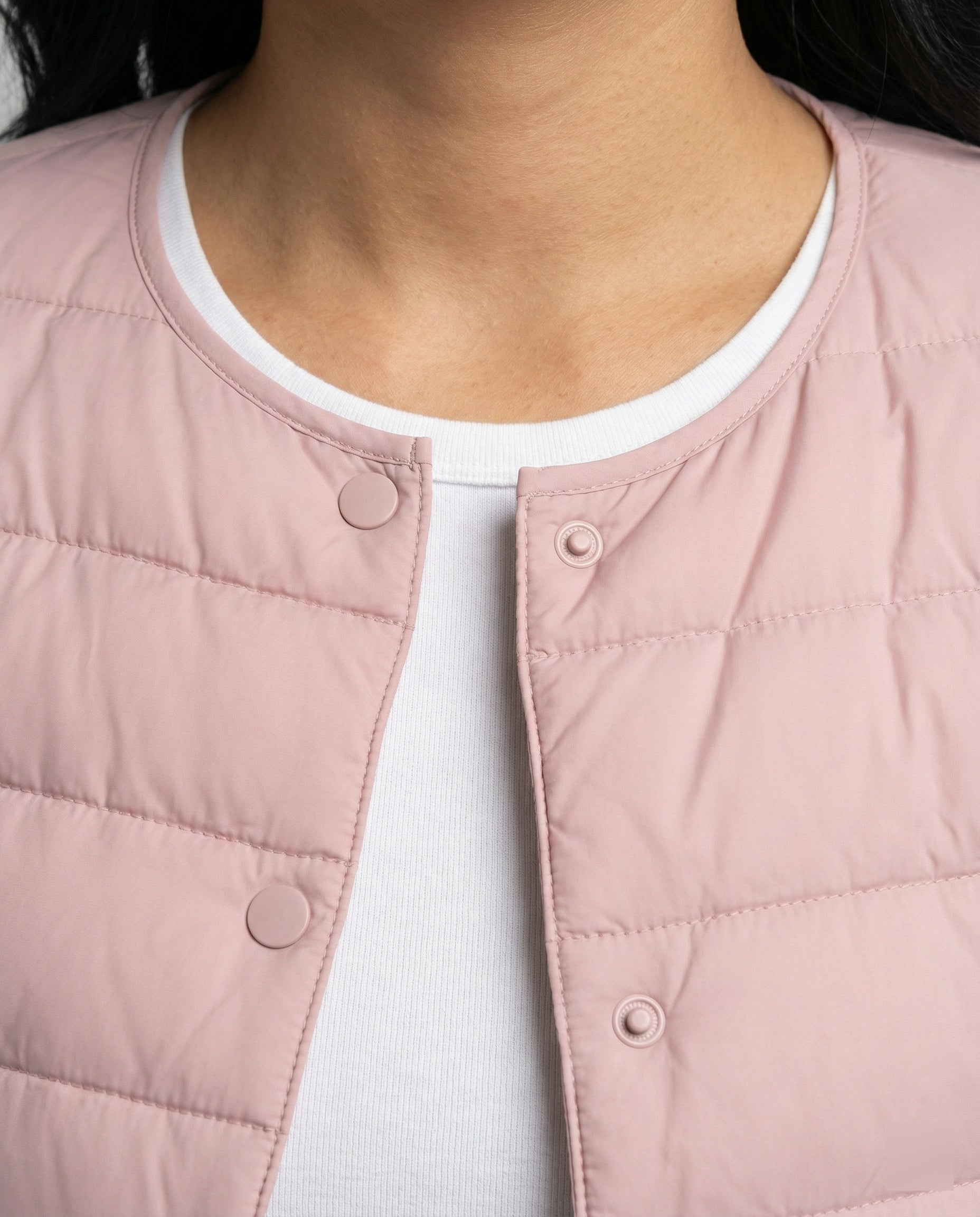 Monika Rosa Leichte Steppjacke für Damen | Kurzer Schnitt Druckknopf Übergangszeit - M/L/XL/2XL/3XL/4XL