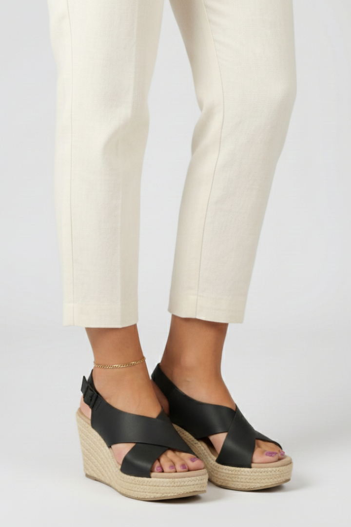 Petra Schwarz Crossover-Riemen Espadrille Keilsandalen für Damen | Eleganter Slingback-Stil - 35/5-43/10