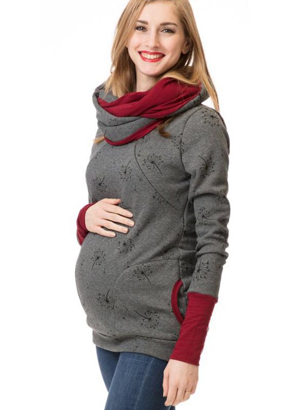 Adelheid Grau Bedrucktes Still-Sweatshirt mit Stillfunktion für Damen | Schwangerschaft Freizeit - S/M/L/XL