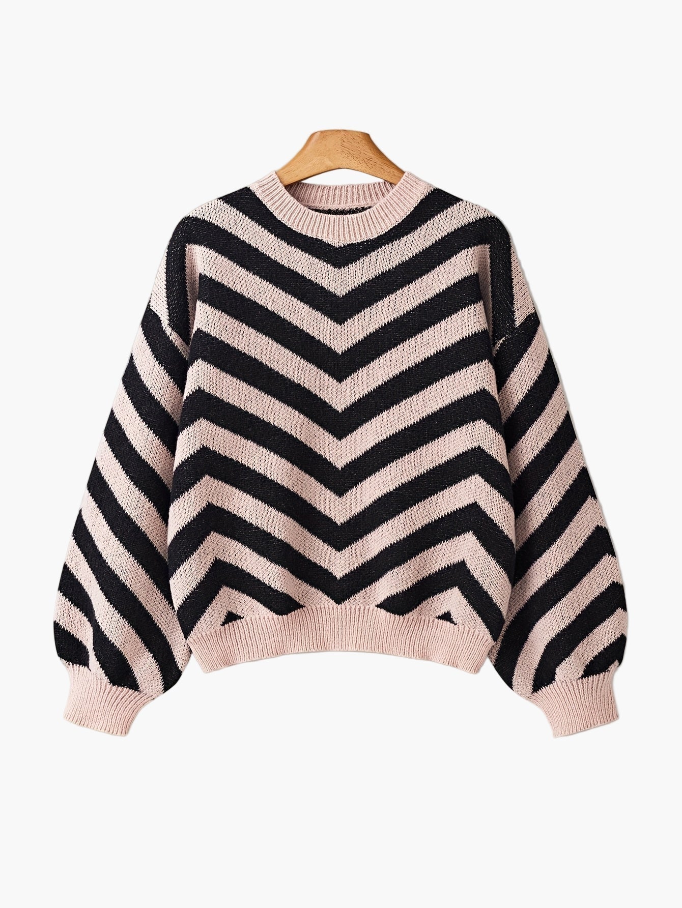 Eva Orangerot Oversized Zickzack-Strickpullover für Damen | Casual Herbst und Winter - S/M/L/XL