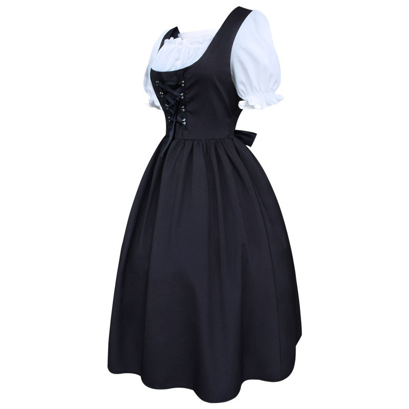 Vreni Schwarz Traditionelles Dirndlkleid für Damen | Trachtenmode Oktoberfest Schnürung - S/M/L/XL/2XL/3XL/4XL/5XL