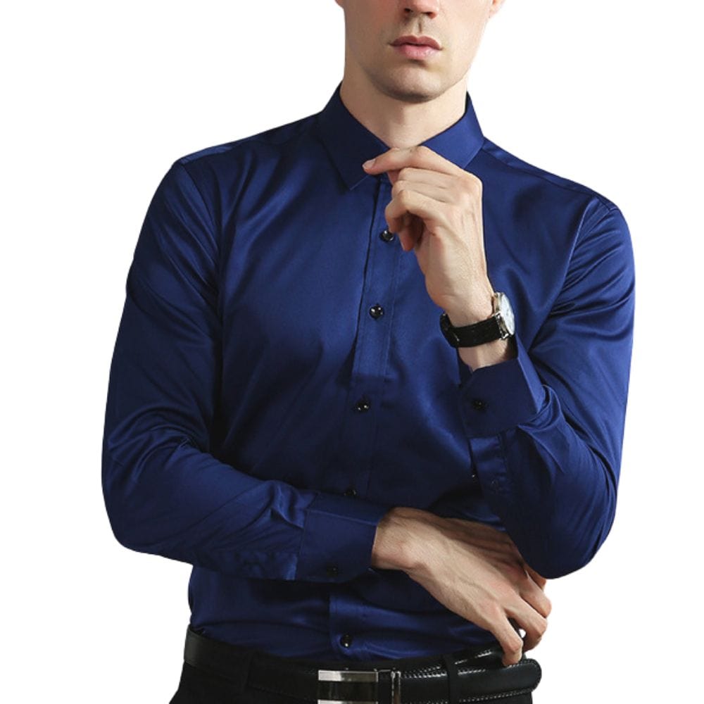 Urs Schwarz Slim Fit Stretch Langarmhemd für Herren | Körpernahe Passform | Business und Abend - S/M/L/XL/2XL/3XL/4XL