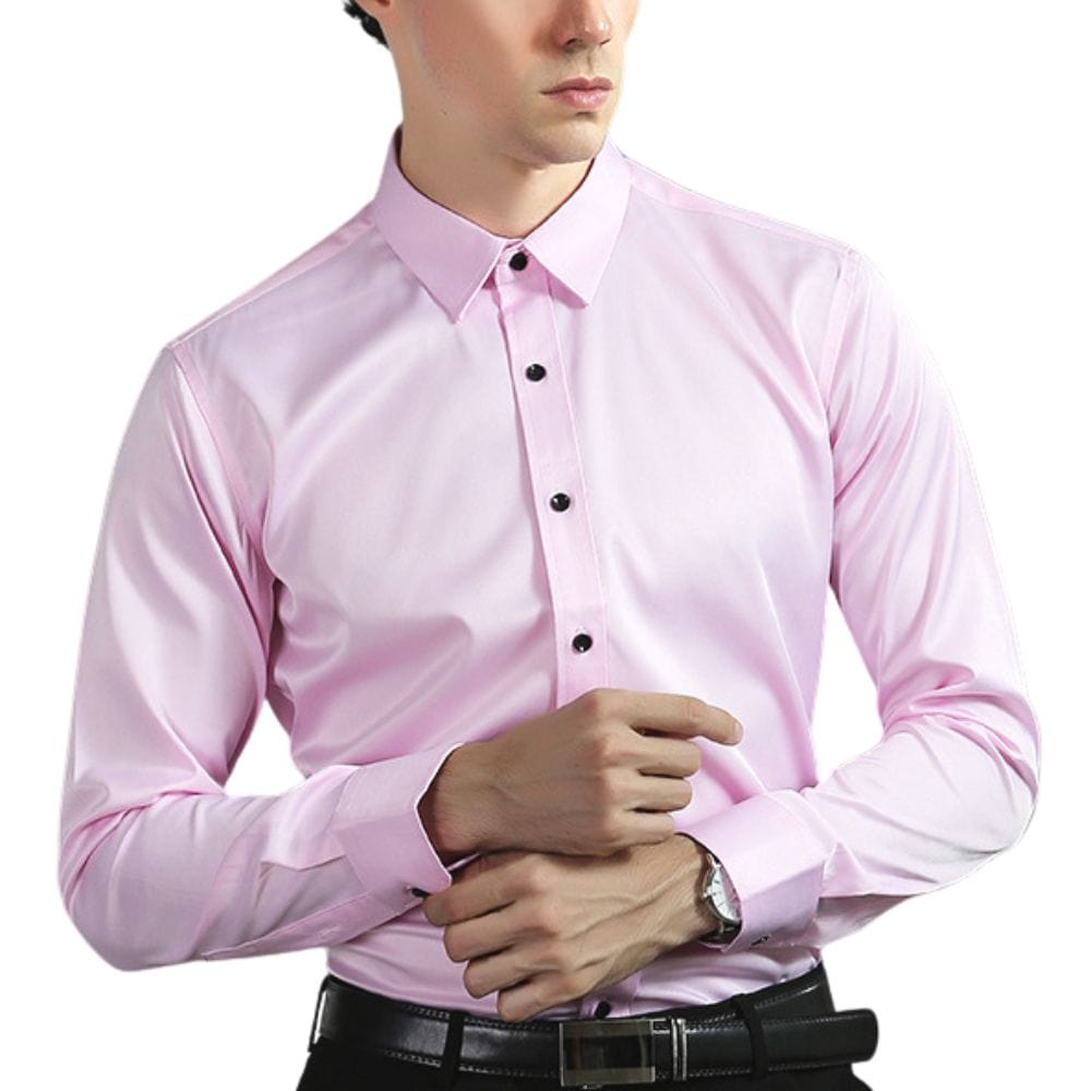 Urs Schwarz Slim Fit Stretch Langarmhemd für Herren | Körpernahe Passform | Business und Abend - S/M/L/XL/2XL/3XL/4XL