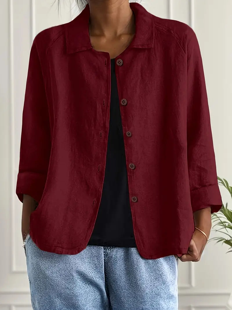 Rosemarie Hellblau Leinen-Baumwoll Hemd-Cardigan für Damen | Luftig Entspannte Passform | Alltag & Reise - S-3XL