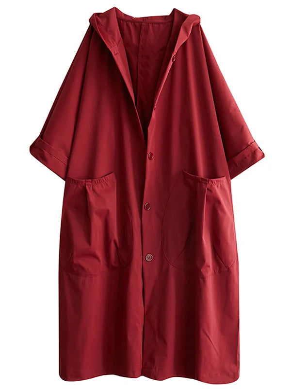 Brigitte Beige Wasserdichter Langer Trenchcoat mit Kapuze für Damen | Oversized Casual Herbst - S/M/L/XL/2XL/3XL