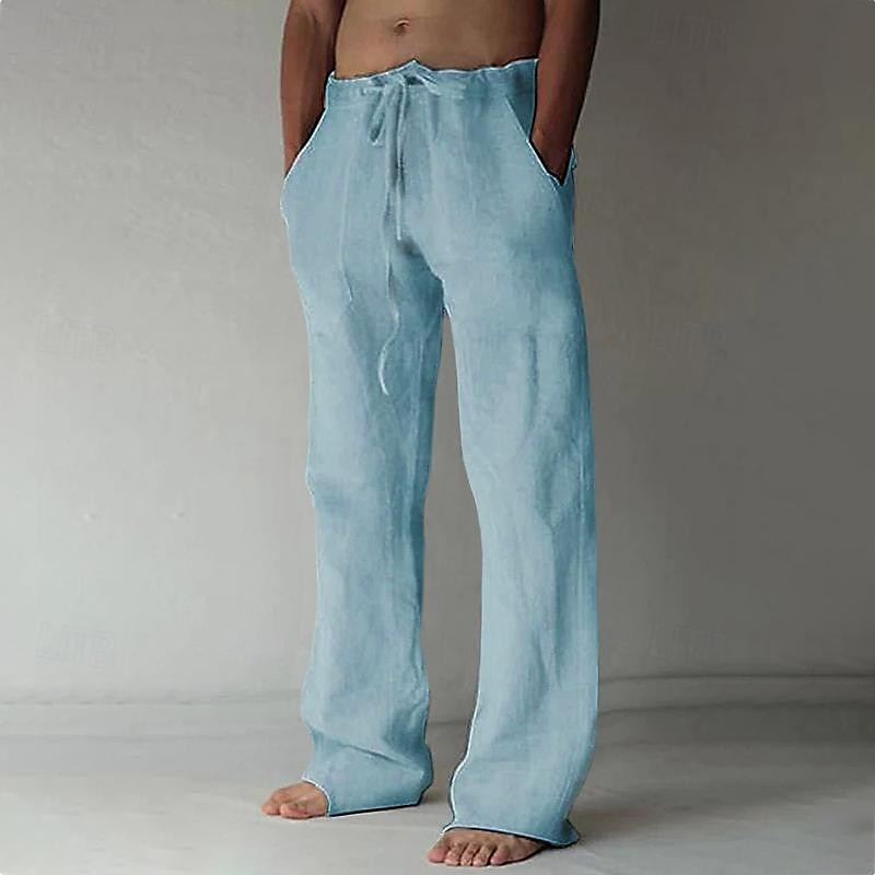 Hansruedi Weiss Leinenmischung Weite Hose für Herren | Luftig Locker Fit | Sommer Freizeit - S/M/L/XL/2XL/3XL/4XL/5XL