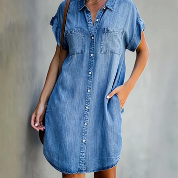 Sonja Hellblau Denim-Hemdkleid für Damen | Lässiger Sommer-Look mit Knopfleiste | Alltag und Reisen - S-5XL