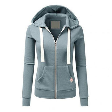 Monika Hellblau Fleece Kapuzenjacke mit Reissverschluss für Damen | Casual Alltag und Freizeit - S/M/L/XL