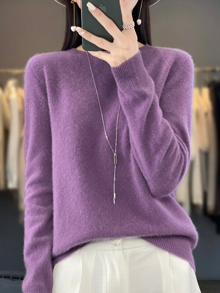 Rosemarie Grün Oversized Kaschmir-Optik Strickpullover für Damen | Rundhals Winter Casual - S/M/L/XL/2XL