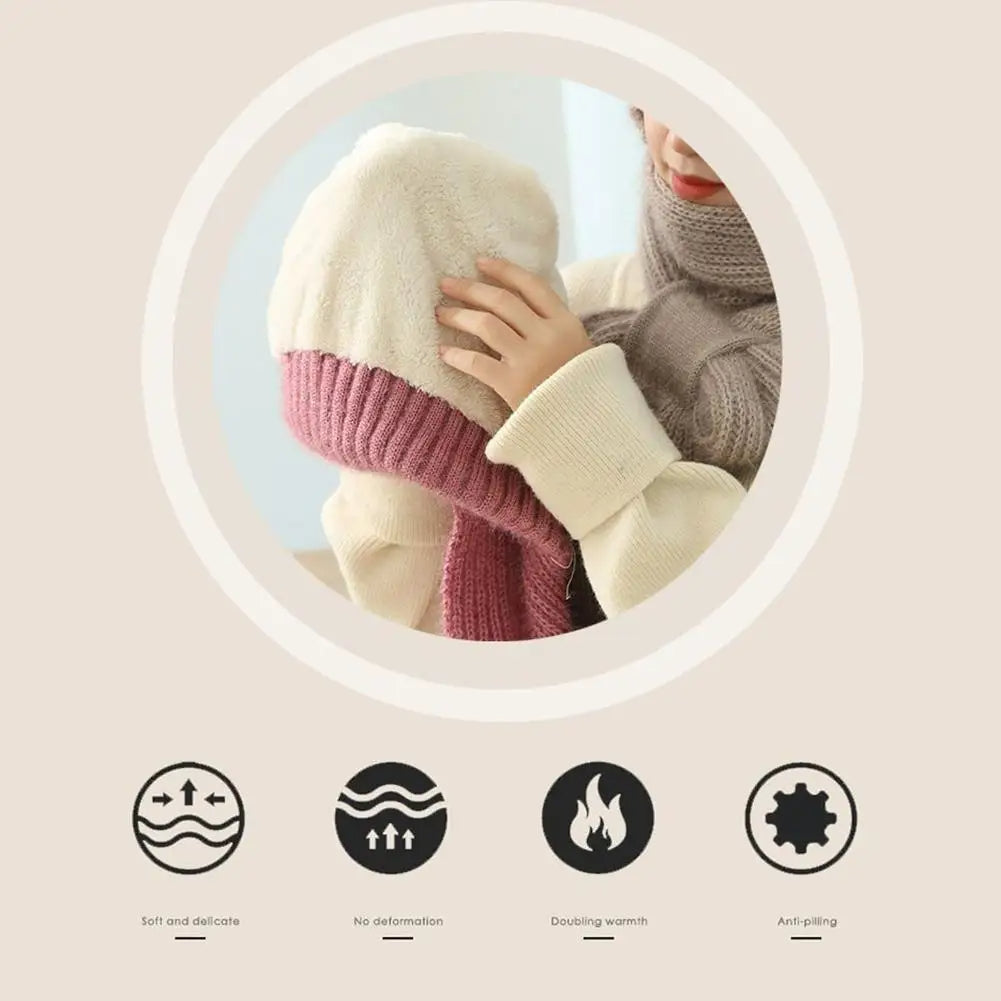 Ruth Braun Gestricktes Mützen-und-Schal-Set für Damen | Winter Waffelstrick Warm - Einheitsgrösse
