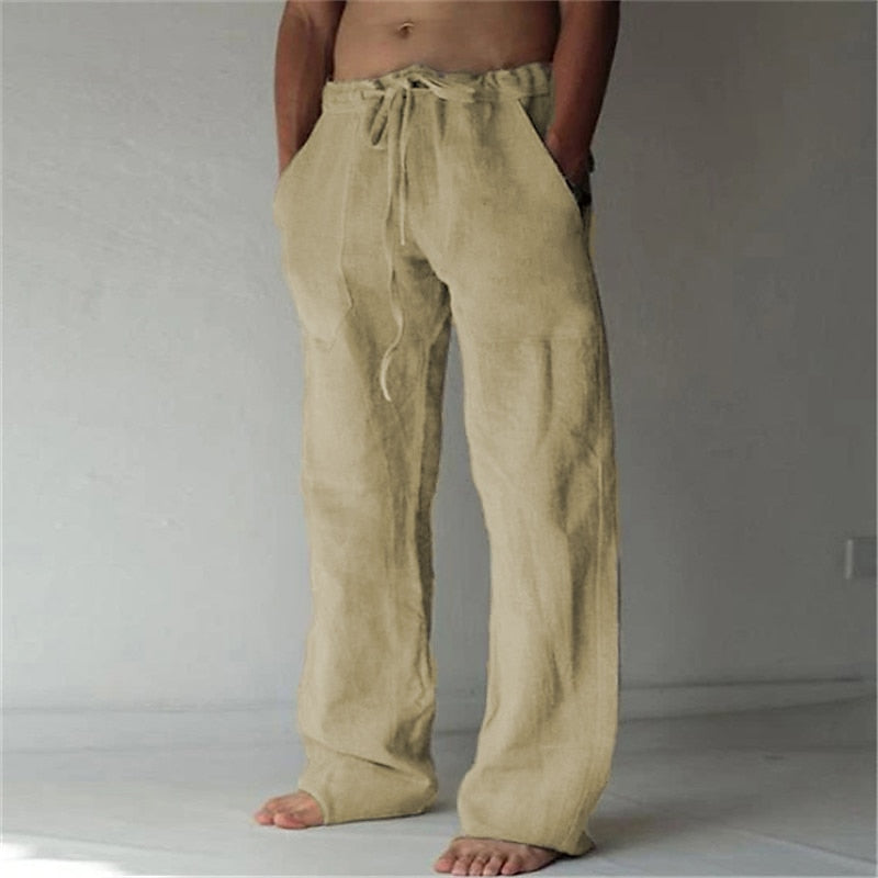 Hansruedi Weiss Leinenmischung Weite Hose für Herren | Luftig Locker Fit | Sommer Freizeit - S/M/L/XL/2XL/3XL/4XL/5XL