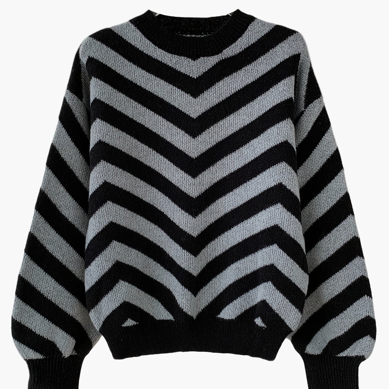 Eva Orangerot Oversized Zickzack-Strickpullover für Damen | Casual Herbst und Winter - S/M/L/XL