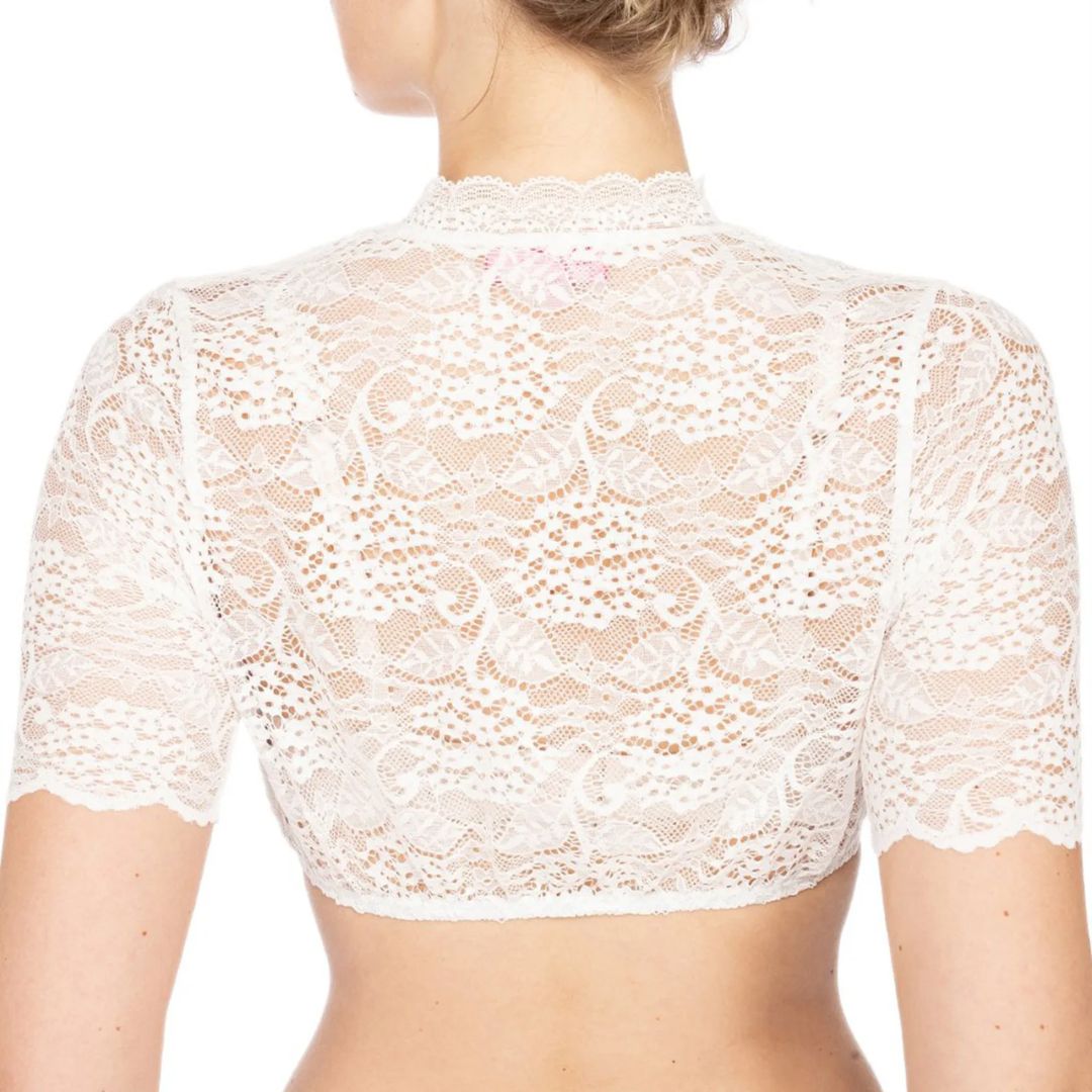 Vreni Weiss Spitzen-Dirndlbluse für Damen | Trachtenbluse Oktoberfest Kurzarm - S/M/L/XL/2XL/3XL/4XL/5XL