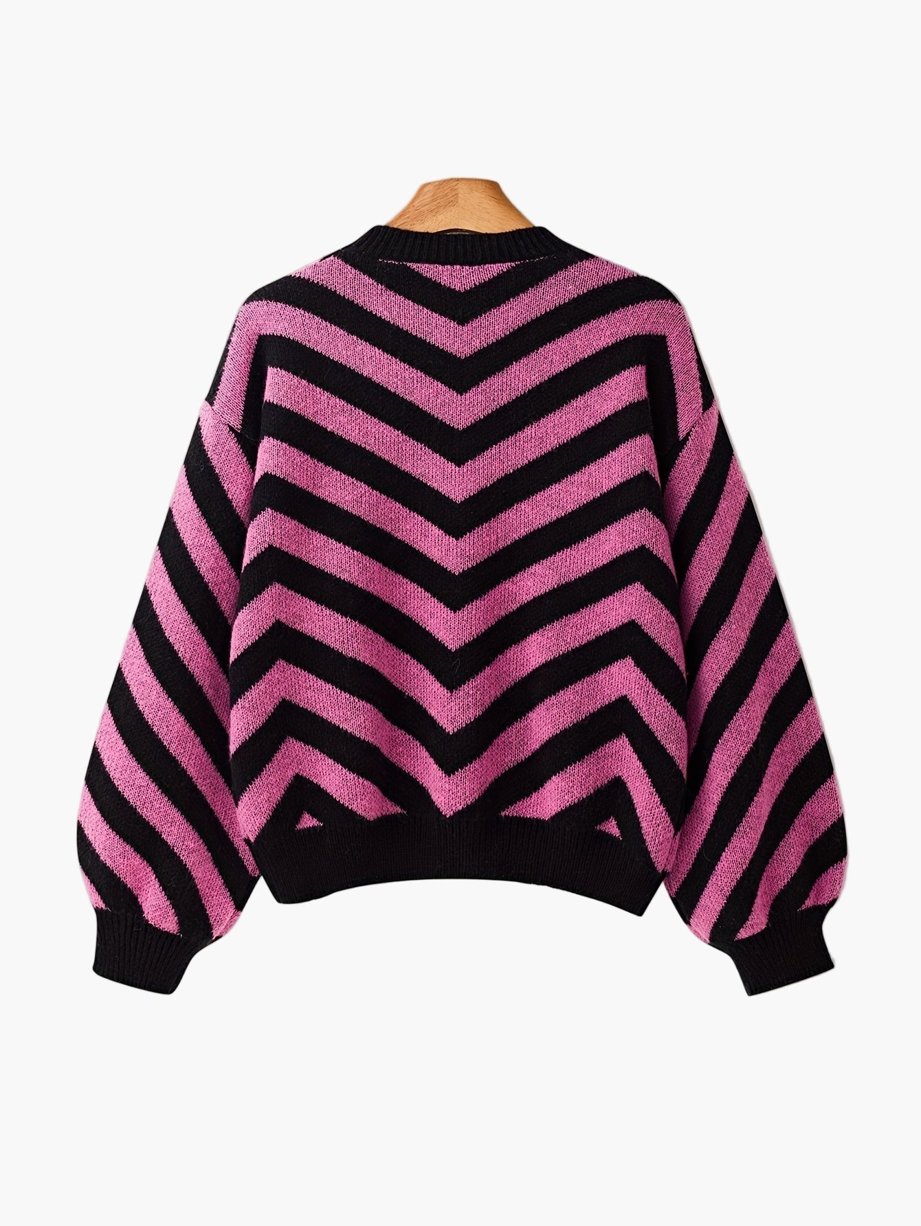 Eva Orangerot Oversized Zickzack-Strickpullover für Damen | Casual Herbst und Winter - S/M/L/XL