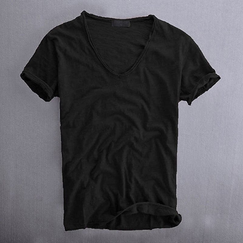 Werner Hellgrau Bio-Baumwoll V-Neck T-Shirt für Herren | Leichter Slub-Stoff | Alltag & Freizeit - M/L/XL/2XL/3XL