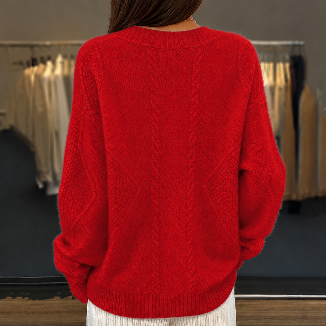 Vreni Rosa Gestrickte Strickjacke mit V-Ausschnitt für Damen | Casual Büroalltag Herbst - S/M/L/XL/2XL
