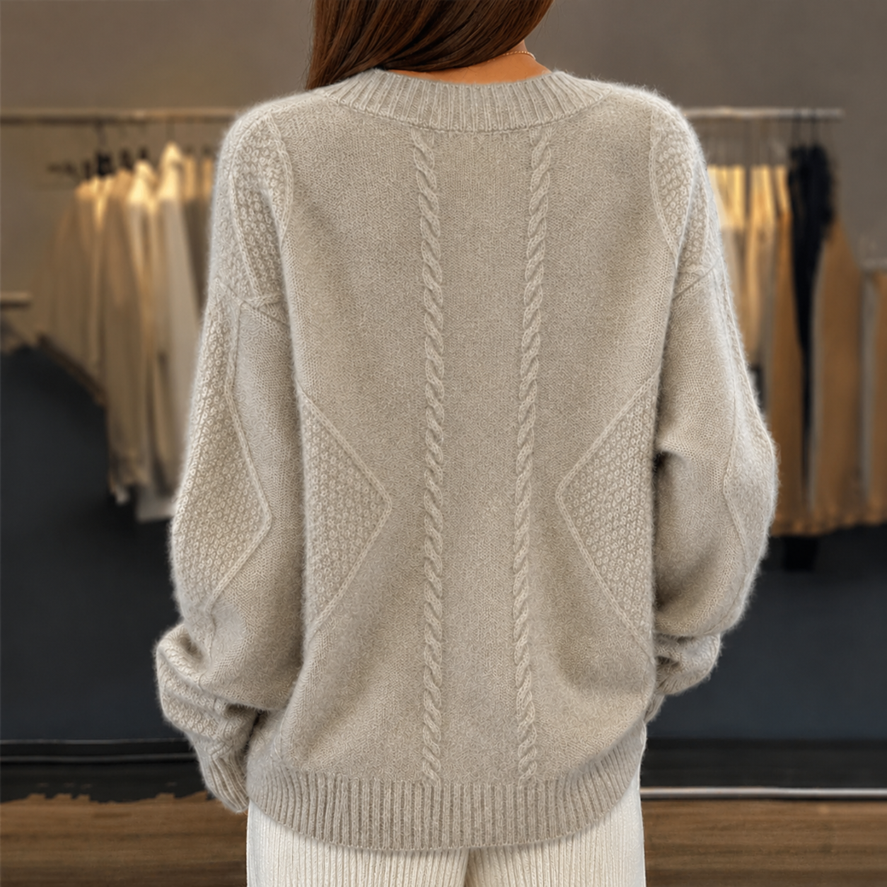 Vreni Rosa Gestrickte Strickjacke mit V-Ausschnitt für Damen | Casual Büroalltag Herbst - S/M/L/XL/2XL