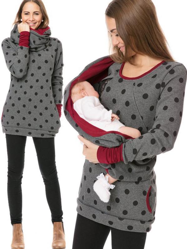 Adelheid Grau Bedrucktes Still-Sweatshirt mit Stillfunktion für Damen | Schwangerschaft Freizeit - S/M/L/XL